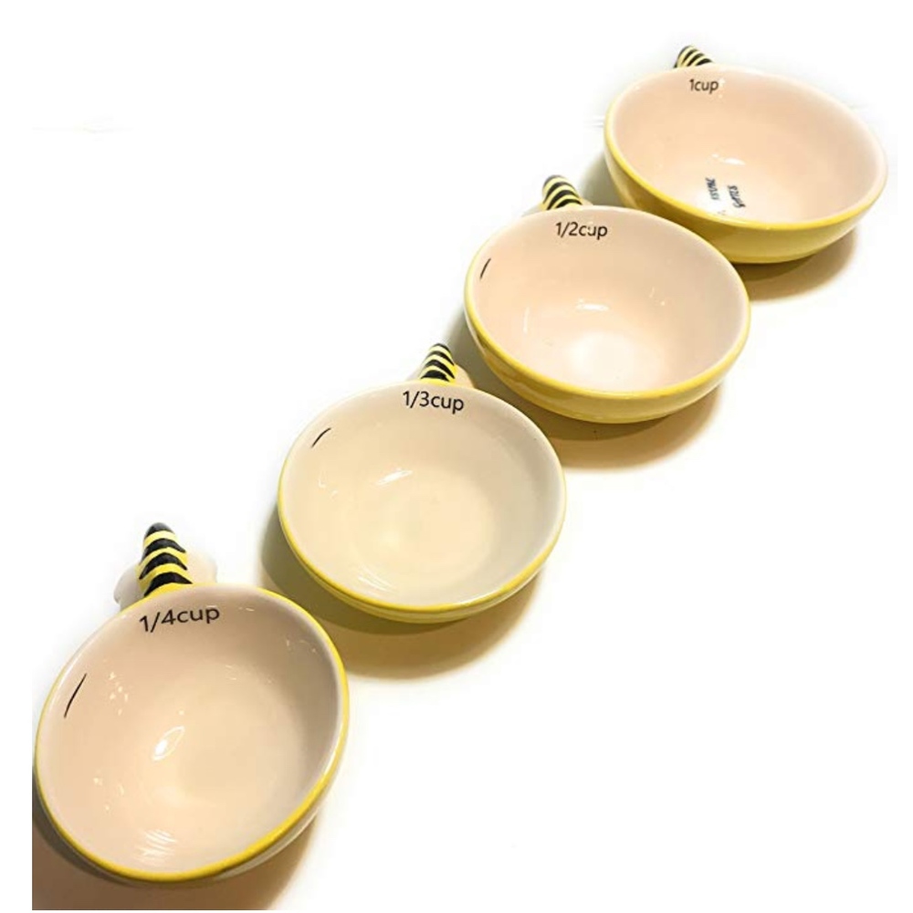 Beehive Measuring Cups Ceramic 4 Piece Yellow - Picture 3 of 5